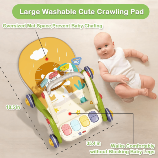 Centru de Activități 3-în-1 pentru Bebeluși cu Pian Muzical și Antemergător