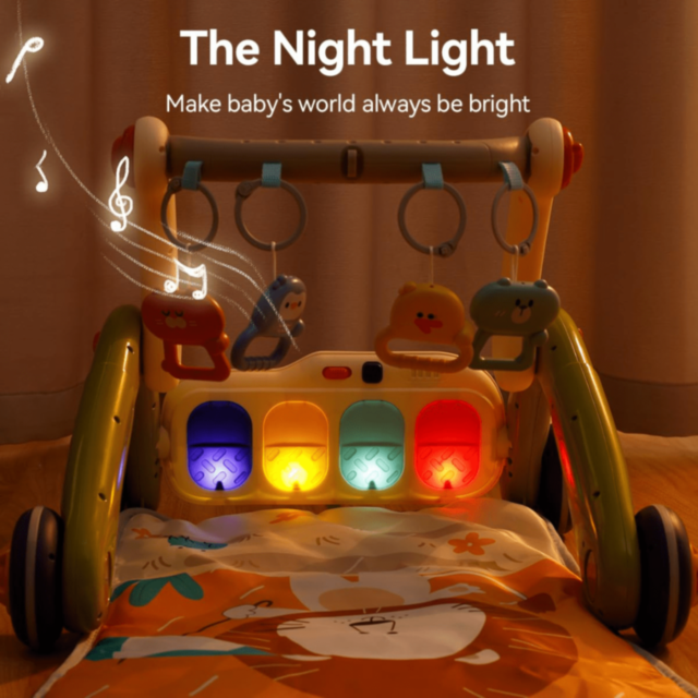 Centru de Activități 3-în-1 pentru Bebeluși cu Pian Muzical și Antemergător