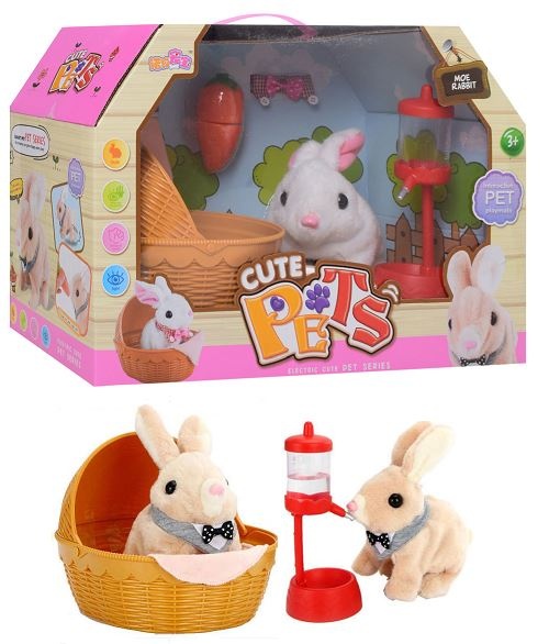 Зайчик Интерактивный с Корзиной, Морковкой и Поилкой