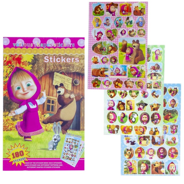 Cartea cu Abțibilduri "Mașa și Ursul" pachet 12 buc.