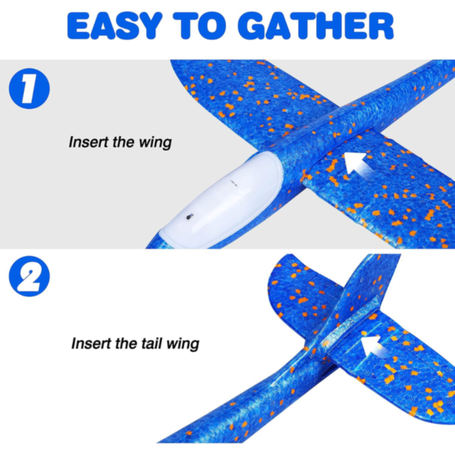 1buc. Avion planor din spumă cu LED-uri 