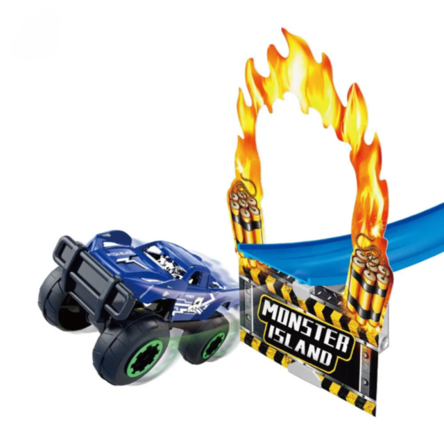 Pistă de Curse Monster Legends 4-în-1 | Set cu 8 Mașini și Obstacole