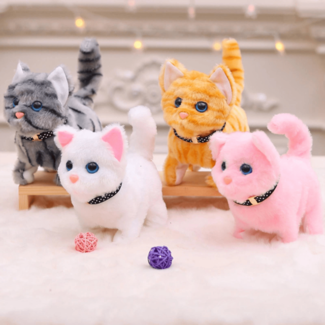 1buc. Pisicuță Interactivă din Pluș care Merge și Miaună (culoare aleatorie)