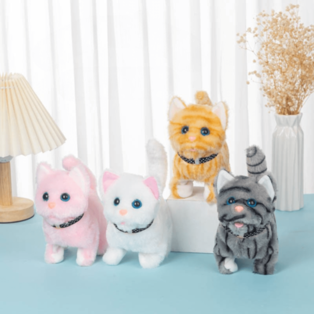 1buc. Pisicuță Interactivă din Pluș care Merge și Miaună (culoare aleatorie)