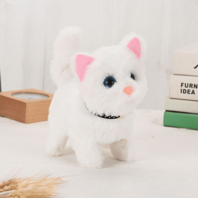 1buc. Pisicuță Interactivă din Pluș care Merge și Miaună (culoare aleatorie)