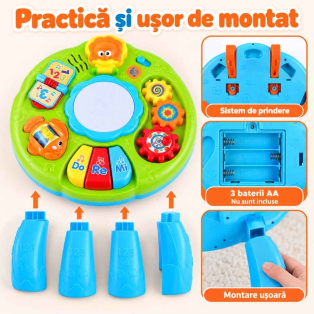 Măsuță muzicală interactivă cu lumini și sunete pentru copii