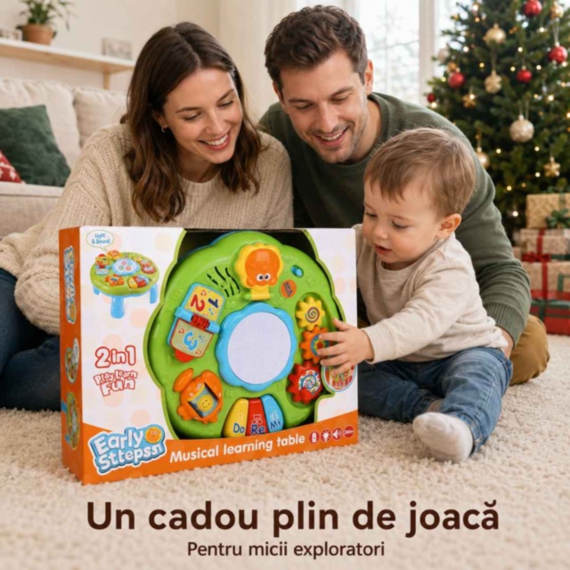 Măsuță muzicală interactivă cu lumini și sunete pentru copii