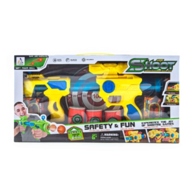 Pușca Blaster cu 12 Bile din Burete și 3 Conserve Țintă , 46cm | image