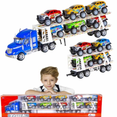 Mega Camion cu Trailer și 10 Mașinuțe, 104cm | image