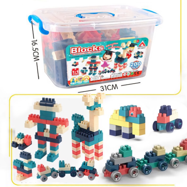 Set de Construcție în Cutie de Depozitare, 200 Piese