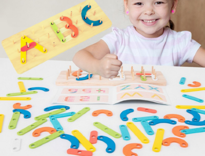 Puzzle Montessori din Lemn – Creează Litere, Cifre și Forme cu Imaginație | image