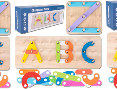 Puzzle Montessori din Lemn – Creează Litere, Cifre și Forme cu Imaginație | image