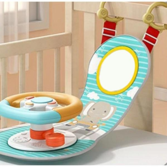 Jucărie volan interactiv pentru mașină – cu sunete și oglindă sigură