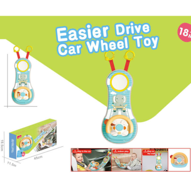 Jucărie volan interactiv pentru mașină – cu sunete și oglindă sigură