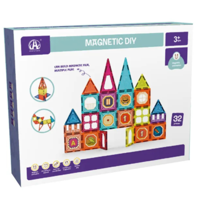 Set de Construcție Magnetică 32 Piese | Jucărie Educativă STEM pentru Copii