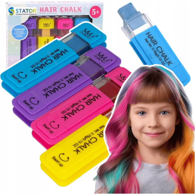 Creioane Colorate pentru Păr Copii – Set 4 Bucăți