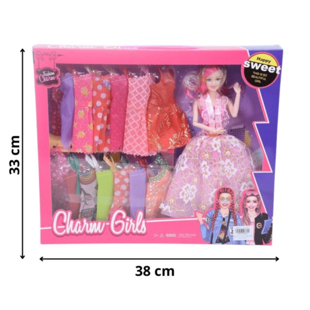 Păpușă Charm Girls cu Rochițe Fashion Set (culori aleatorii)