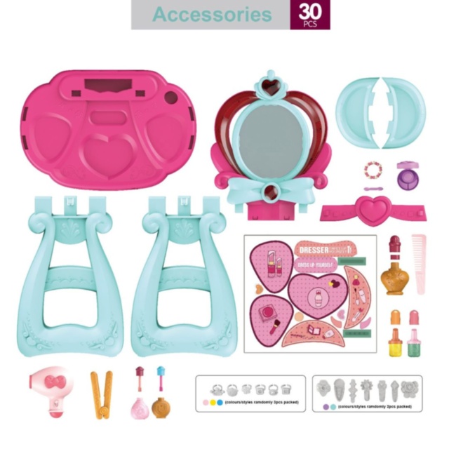 Masă de Toaletă pentru Copii cu Oglindă și Accesorii