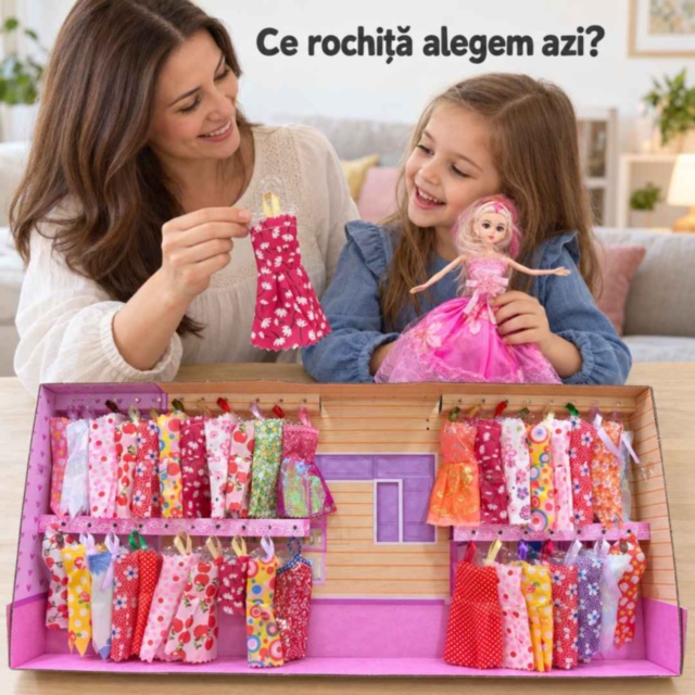 Set păpușă cu 36 de rochițe de schimb