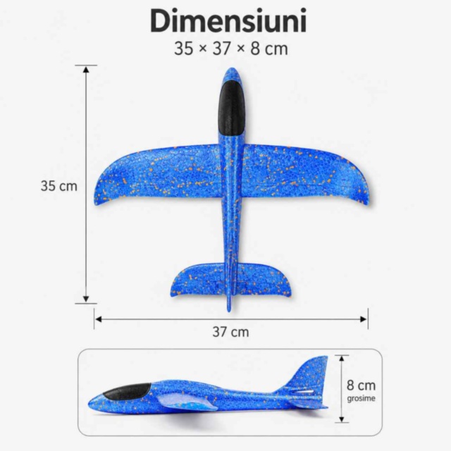 Avion planor din spumă EPP pentru copii, 35 cm