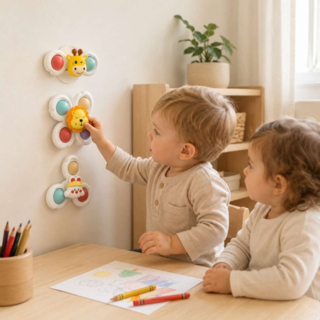 Set 3 Spinner-e Senzoriale cu Ventuză pentru Bebeluși