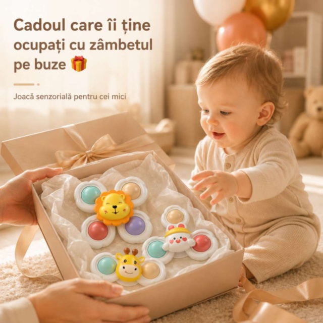 Set 3 Spinner-e Senzoriale cu Ventuză pentru Bebeluși