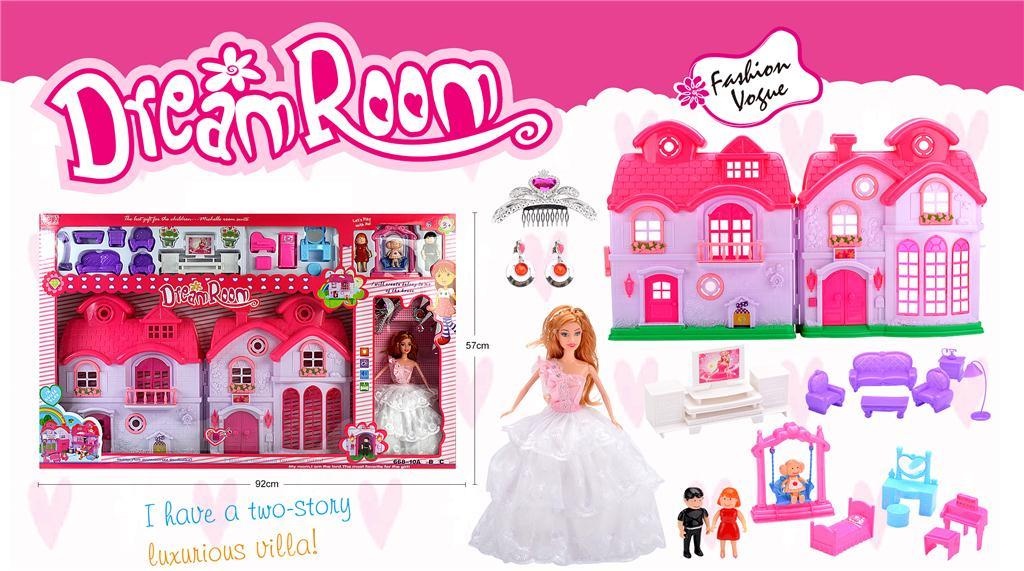 Mega Căsuță Pliabilă cu Păpușă, Figurine și Mobilă