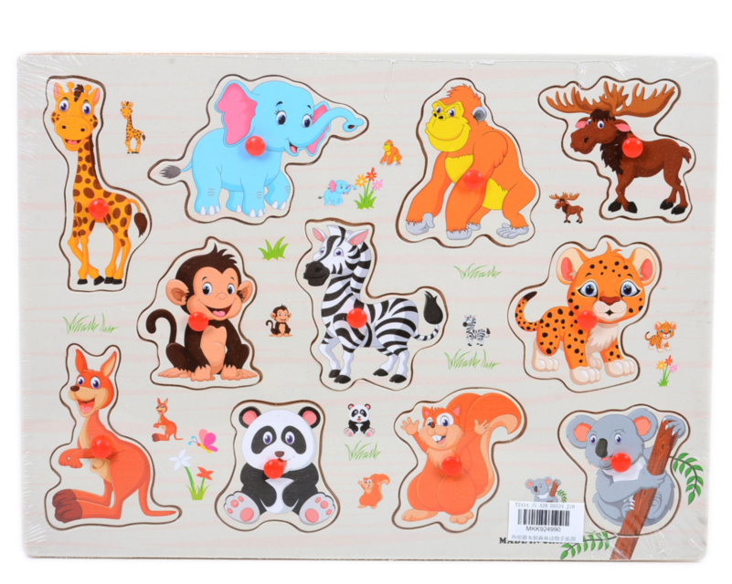 Puzzle Incastru din Lemn cu Animale