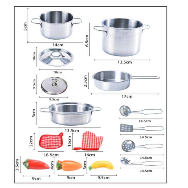 Set de Bucătărie pentru Copii | 16 Piese din Oțel Inoxidabil și Accesorii