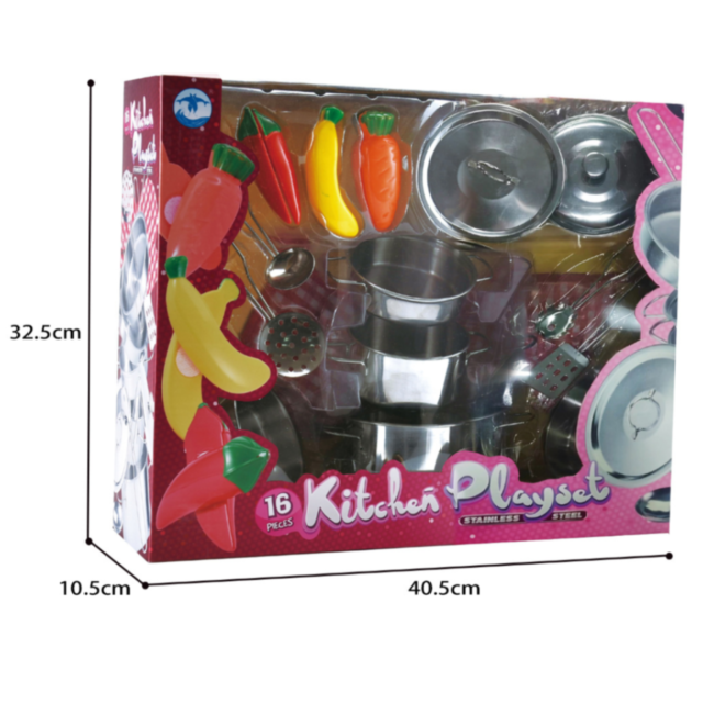Set de Bucătărie pentru Copii | 16 Piese din Oțel Inoxidabil și Accesorii