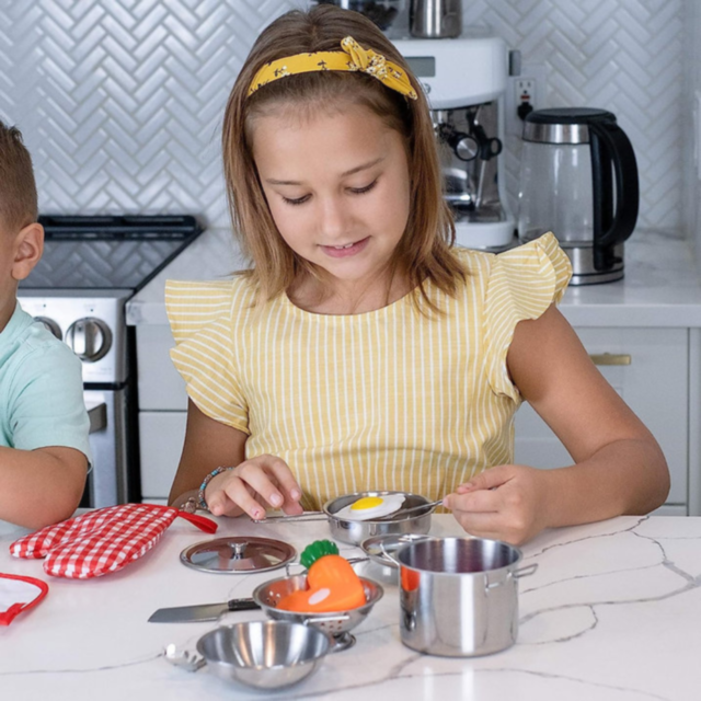 Set de Bucătărie pentru Copii | 16 Piese din Oțel Inoxidabil și Accesorii
