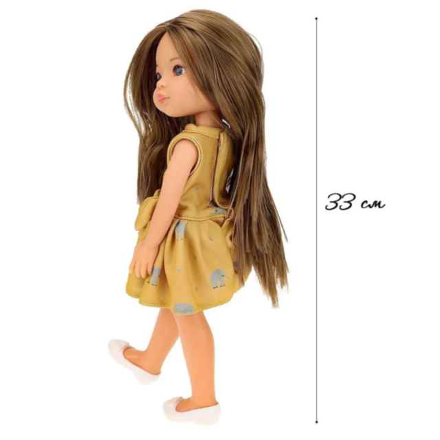 Păpușă Eva cu Rochie Galbenă și Păr Lung – 33 cm