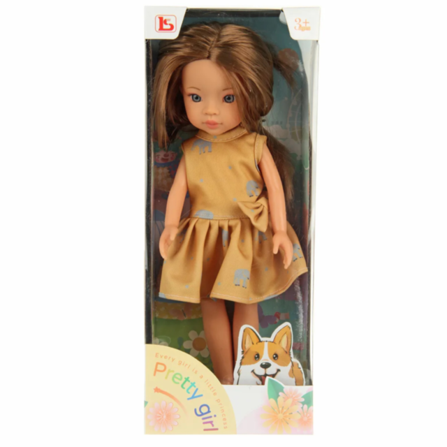 Păpușă Eva cu Rochie Galbenă și Păr Lung – 33 cm