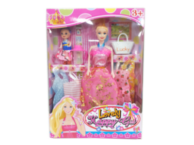 Păpușă cu Bebeluș și 4 Rochii Aleatorii Colorate | image