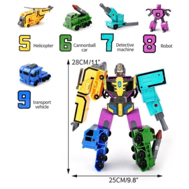 Robot Transformabil Cifre 5-9 pentru Copii