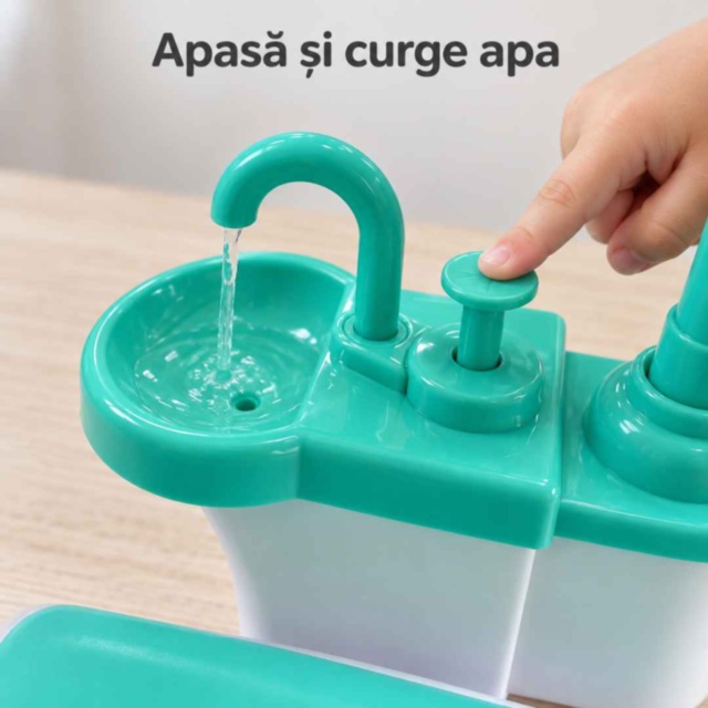 Set dentist turcoaz pentru copii cu păpușă și fotoliu