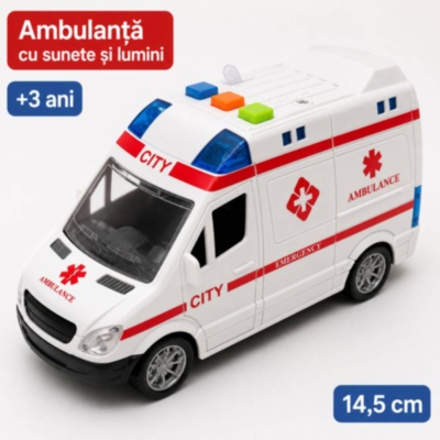 Ambulanță de jucărie cu sunete, lumini și inerție | image