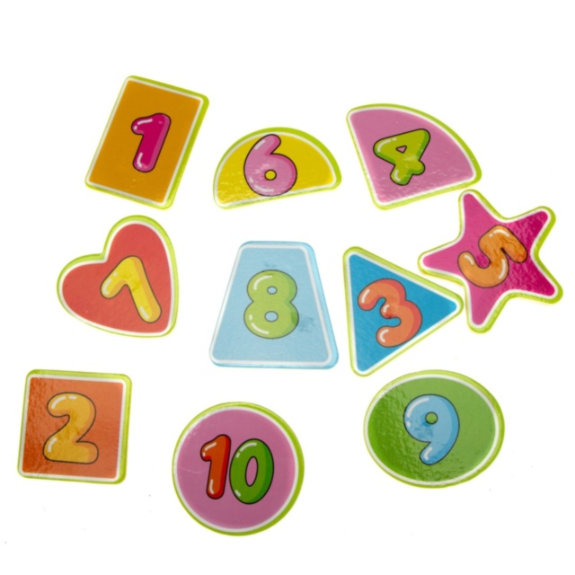 Puzzle Incastru din Lemn cu Cifre și Figuri Geometrice