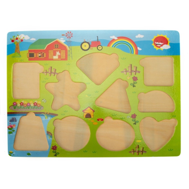 Puzzle Incastru din Lemn cu Cifre și Figuri Geometrice