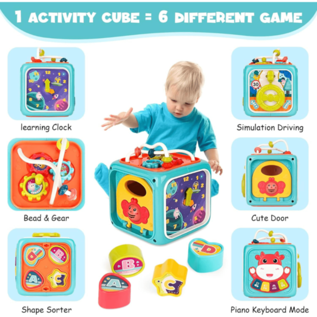 Cub educativ interactiv 6 în 1 pentru bebeluși (culoare aleatorie)