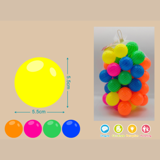 Set 60 de Bile Colorate din Plastic pentru Joacă - 5.5 cm