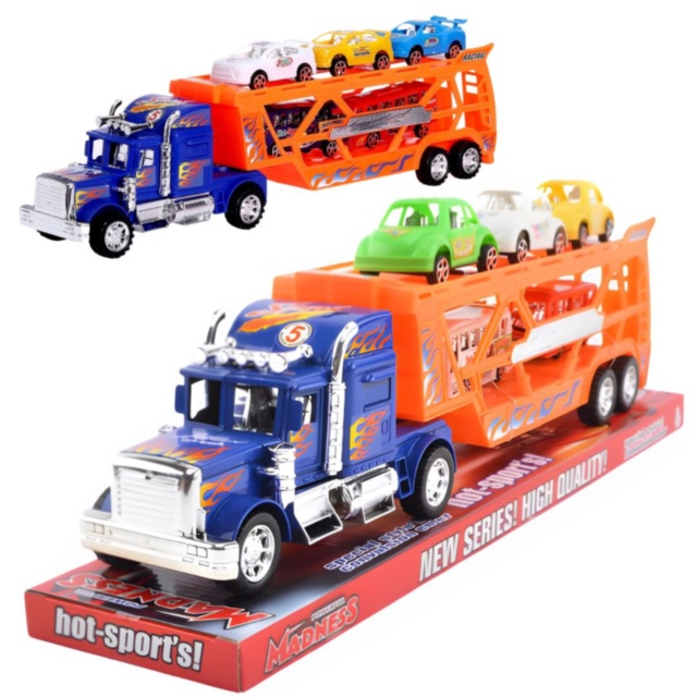 Camion Transportor cu Mașinuțe Racing pentru Copii
