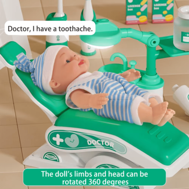 Set Doctor Jucărie cu Păpușă și Scaun Dentist 