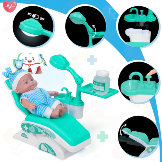 Set Doctor Jucărie cu Păpușă și Scaun Dentist 