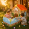 Căsuță Cort cu Piscină de Bile pentru Copii fără Bile