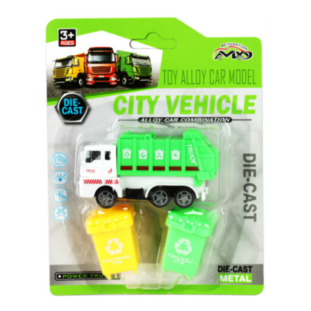 Set Camion de Gunoi cu Coșuri - „City Vehicle”