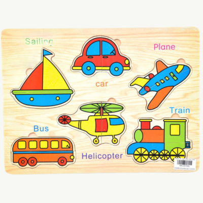 Puzzle educativ din lemn cu vehicule | image