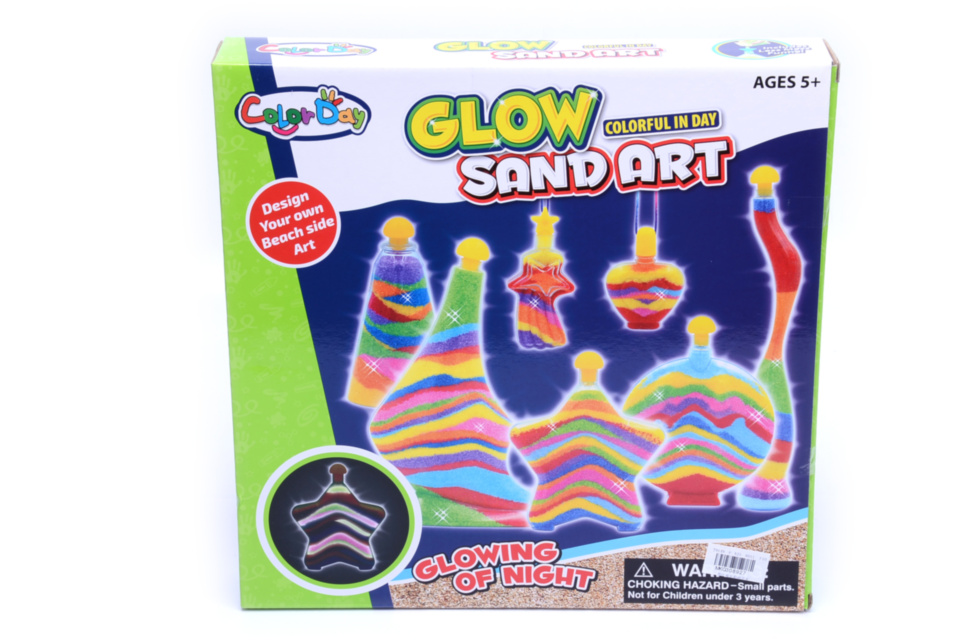 Arta cu Nisip Colorat, Set Creativ cu 7 Sticluțe și Pachețele Nisip Colorat