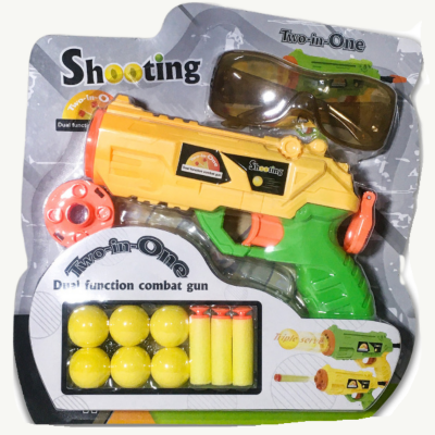 Pistol de Jucărie cu Funcție Dublă – Set Two-in-One cu Muniție și Ochelari de Protecție | image