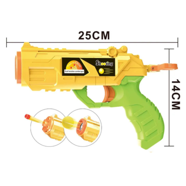 Pistol de Jucărie cu Funcție Dublă – Set Two-in-One cu Muniție și Ochelari de Protecție